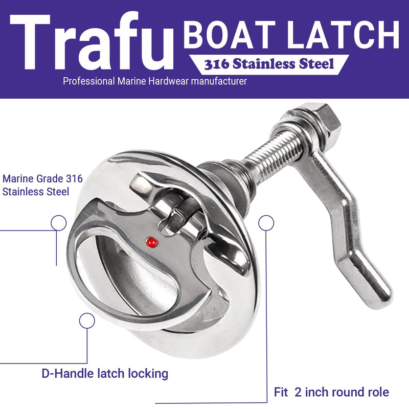 Boat Hatch Latch Stainless Steel Marine Slam Latch Boat Flush Pull Handle with Plate and Screws 2 pack