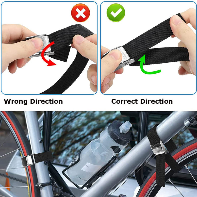 TuTuYa Lashing Straps, 6PK 2.1Ft x 0.98In (65x2.5cm) Tie Down Straps Black Heavy Duty Adjustable Retaining Short Straps Tensioning Belts with Buckle for Vans, Bicycle, Trailer, Luggage 2.1Ft Black 6PCS