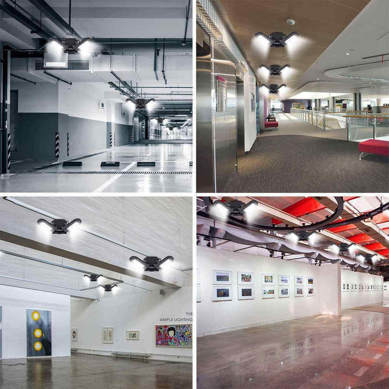 LED Garage Light - 6000 Lumen 6500K Daylight 60W, Three Leaf Led Garage Ceiling Lights 60W 1-Pack