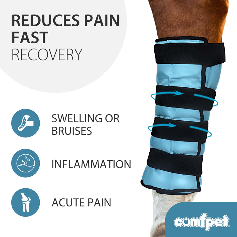 Gel Horse Ice Pack with Carry Case Reusable Cooling Horse Leg Wrap for Injury Therapy and 2 Piece Hoof Soaking Boot for Hoof Problems
