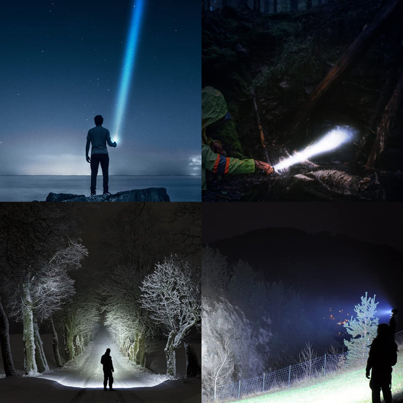 PeakPlus LED Flashlights High Lumens, Tactical Flash Lights [4 Pack] - Super Bright Waterproof Zoomable 5 Modes - Powerful Handheld Flashlight for Emergencies, Camping, Outdoor, Dog Walking 4 PACK