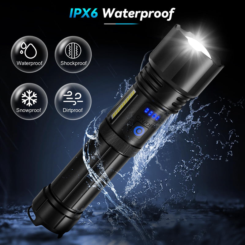 Flashlight Rechargeable Flashlights High Lumens, 99,000 LM Bright LED Flashlight Powered Flash Light, USB Rechargeable Flashlights & Waterproof Handheld Flash lights for Home Camping Hiking(2 Pack) Small