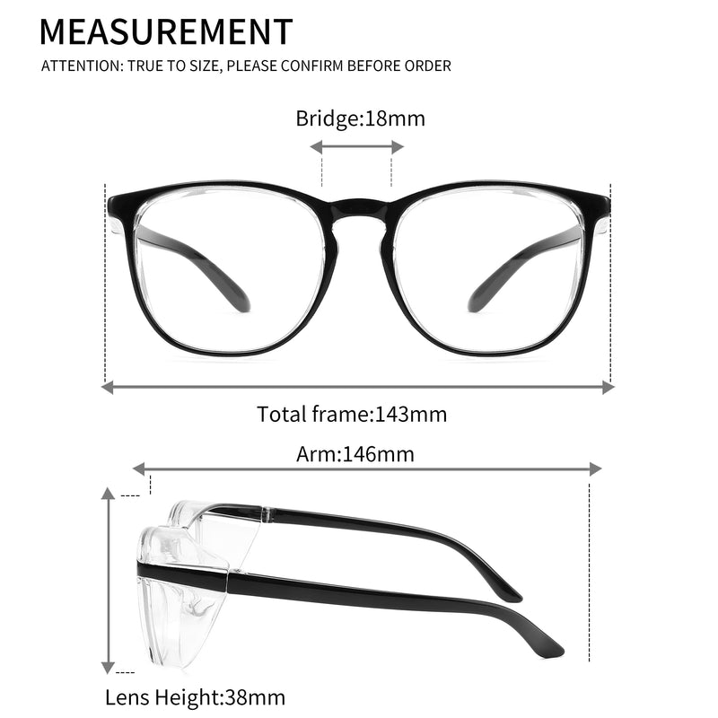 Alsenor Safety Glasses Anti Fog Goggles Protective Eyewear Blue Light Blocking Anti Dust UV Protection Glasses For Men Women (Black) Black