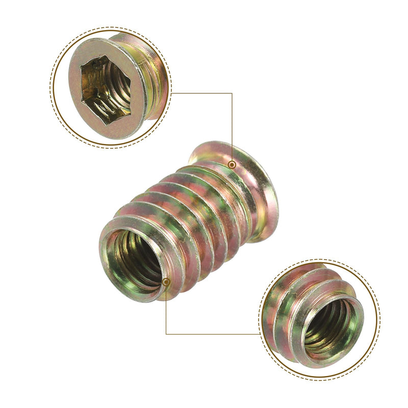 uxcell M8x50mm Hanger Bolts, 8pcs 31mm Wood Dowel Screw Self-Tapping Screw with 8pcs M8x20mm Threaded Insert Nuts Interface Hex Socket Drive, for Joint Furniture Legs 8