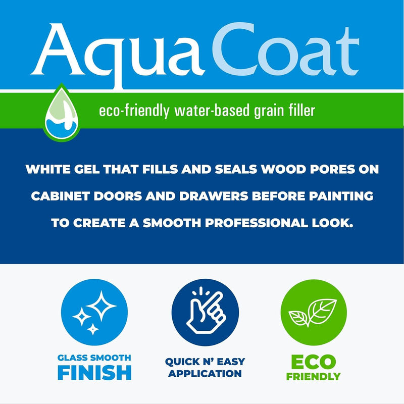 AquaCoat Water-Based White Cabinet Wood Grain Filler Gel – Fast Drying, Low Odor White Wood Filler, Sandable & Paintable for Interior & Exterior Repairs, Upgrades & Restorations – 32 oz 32 Fl Oz (Pack of 1)