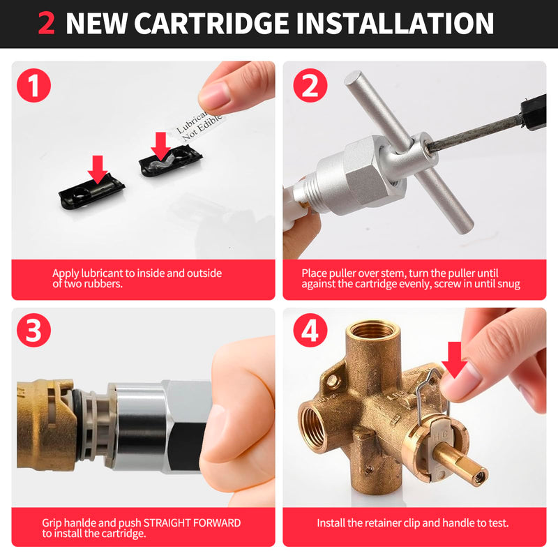 Upgrade 1222 Cartridge Replacement Kit with Removal Tool 104421 & Handle Adapter 116653 - Compatible with Moen Posi Temp Tub/Shower Faucets, Durable Brass Construction (Upgraded)