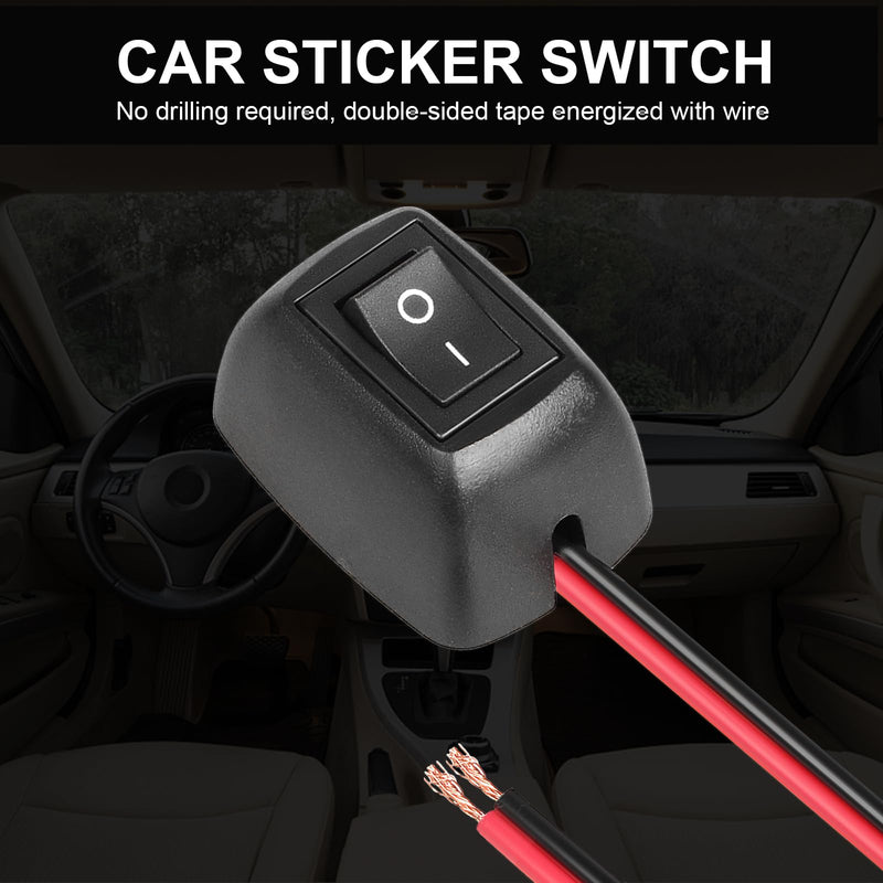 Inline KCD1 Rocker Switch 6A-250V 16A-125V SPST ON-Off Switch Box with Self-Adhesive for Car Boar Household Appliances Black