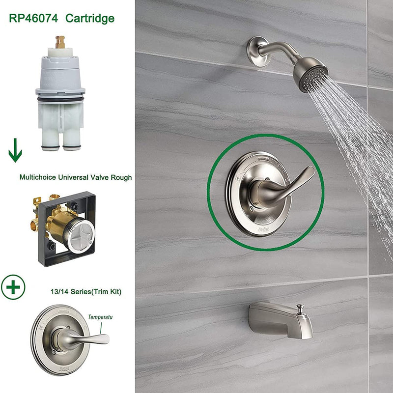 RP46074 Shower Valve Cartridge Repair Assembly for Delta 13/14 Series Faucet - Compatible With Monitor Single-Handle Universal Valve Replacement Kit for Tub RP46074-1 Pack