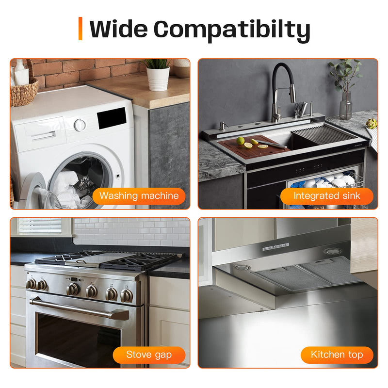 Stainless Steel Stove Gap Covers,Stove Gap Filler, Range Trim Kit, Stove Gap Guards, Heat Resistant and Easy to Clean, Easy retractable Length 13.8" to 27.5", Width 0.79",Black(2PCS) 27.5 inch Black
