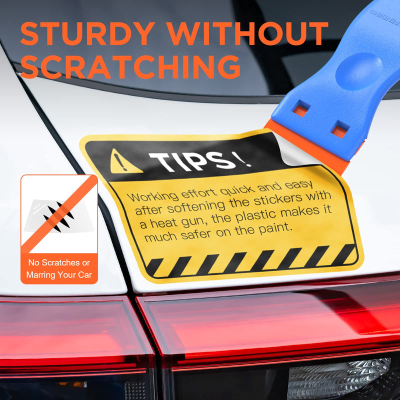 Plastic Razor Blades Scraper Tool - 2 Pack Wall Paint Remover with 100 Pcs Plastic Blades Kit No Scratch Car Window Glass Wood Sticker Removal Floor Stove Kitchen Vinyl Adhesive Decal Tape Cleanings Light blue