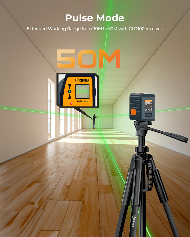 Laser Level, CIGMAN Self-Leveling - 100 feet, Compact 6.4 oz, Perfect for Pictures Hanging, Floor Tile, Ideal for DIY Projects and Home Renovation, L-Magnetic Bracket, Battery Included Cross Line Laser Level