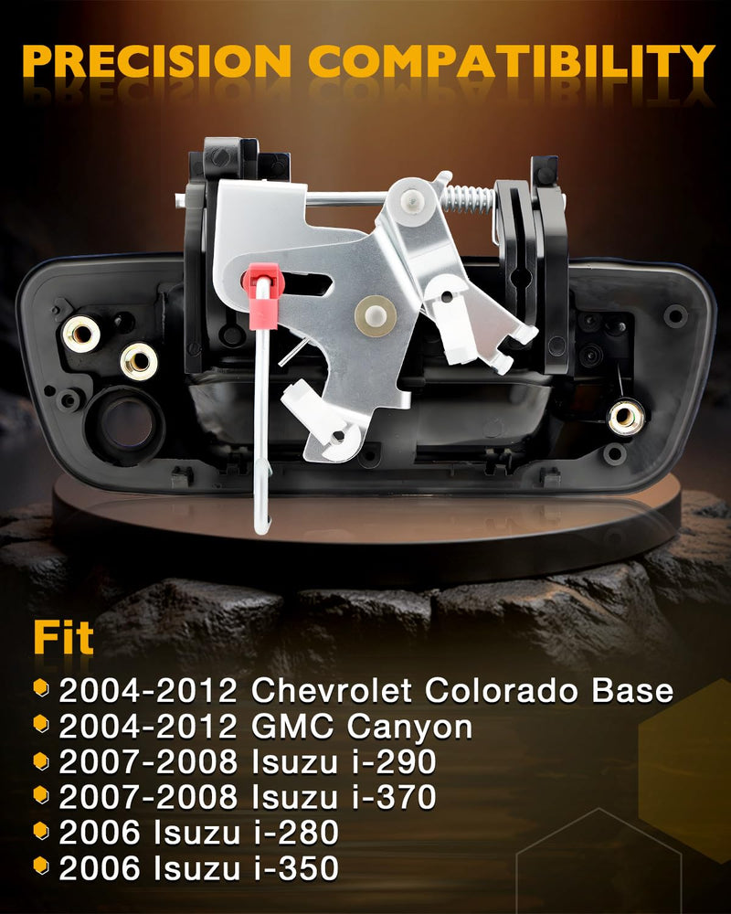 Metal Tailgate Handle, Compatible with 2004-2012 Chevy Colorado & GMC Canyon, 06-08 Isuzu i-280, i-290, i-350, i-370, Exterior Rear Tail gate Liftgate Latch Lock with Keyhole, OE# 80584, GM1915118 Metal Tailgate Handle w/keyhole