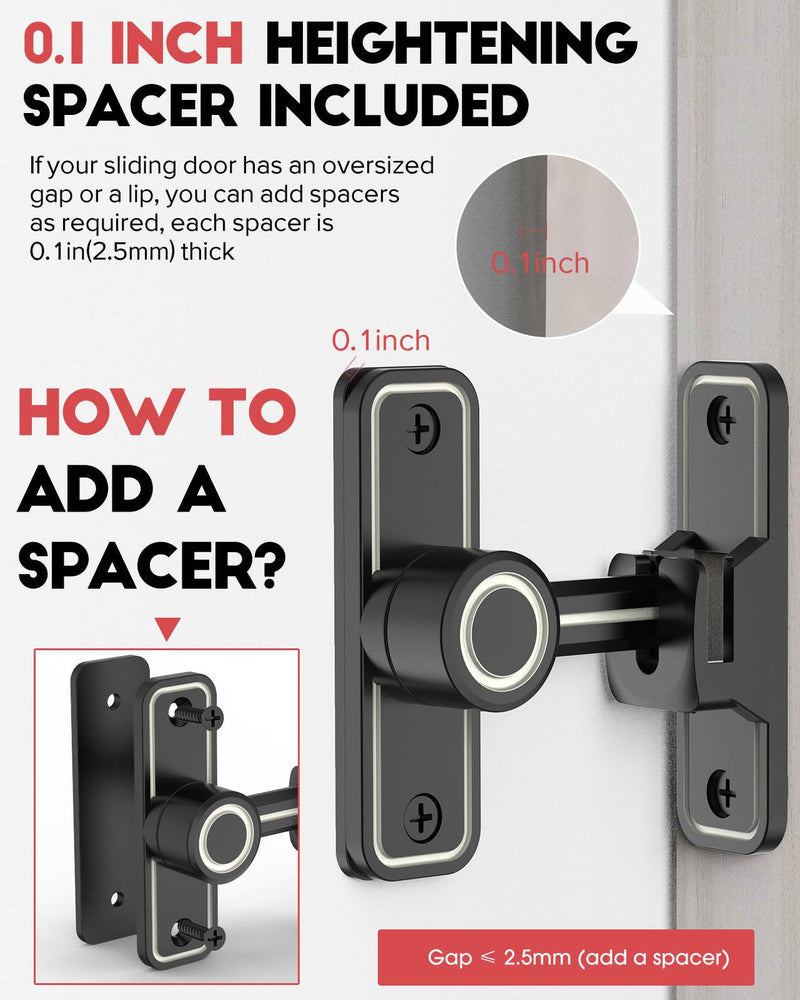 Heavy Duty Gate Latches 90 Degree Right Angle Barn Door Lock, Anti-Theft Sliding Door Lock Latch for Wooden Fence Garden Bathroom Outdoor Garage Window Include Screw (Luminous Black - 2 Pack) Luminous Black - 2 Pack