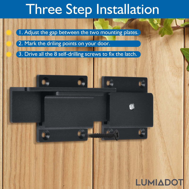 Flip Gate Latch Lock with Padlock Hole 2Pack, 3.5mm Heavy Duty Aluminum Alloy Adjustable Door Latch for Sliding Swing Open Door, Outdoor Gate, Wooden Fence, Barn Door, Shed, Garage, Yard 2 Pack