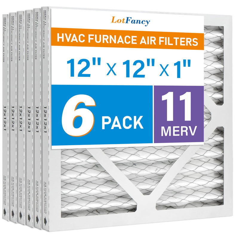 LotFancy 12x12x1 Air Filter MERV 11 6-Pack, Electrostatic Pleated AC Furnace Air Filter, Captures Dust, Smog & Pet Dander, Actual Size: 11.75"x11.75"x0.75"