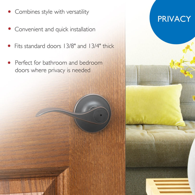 Design House 700534 Springdale Privacy Bed and Bath Door Lever Oil Rubbed Bronze Privacy - Locking
