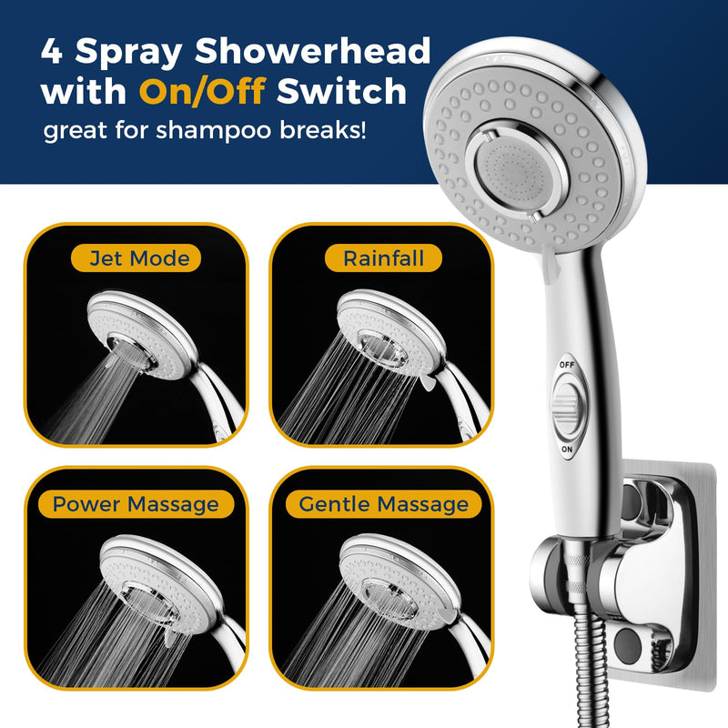 KLLEYNA Shower Head Hose Attachment for Sink/Tub Faucet - ON/OFF Jets Sprayer for Dog Wash/Bathtub Cleaning/Baby Bath/Hair Rinse, Tap Extender Water Nozzle for Bathroom Kitchen Utility Garden Basement Silver A