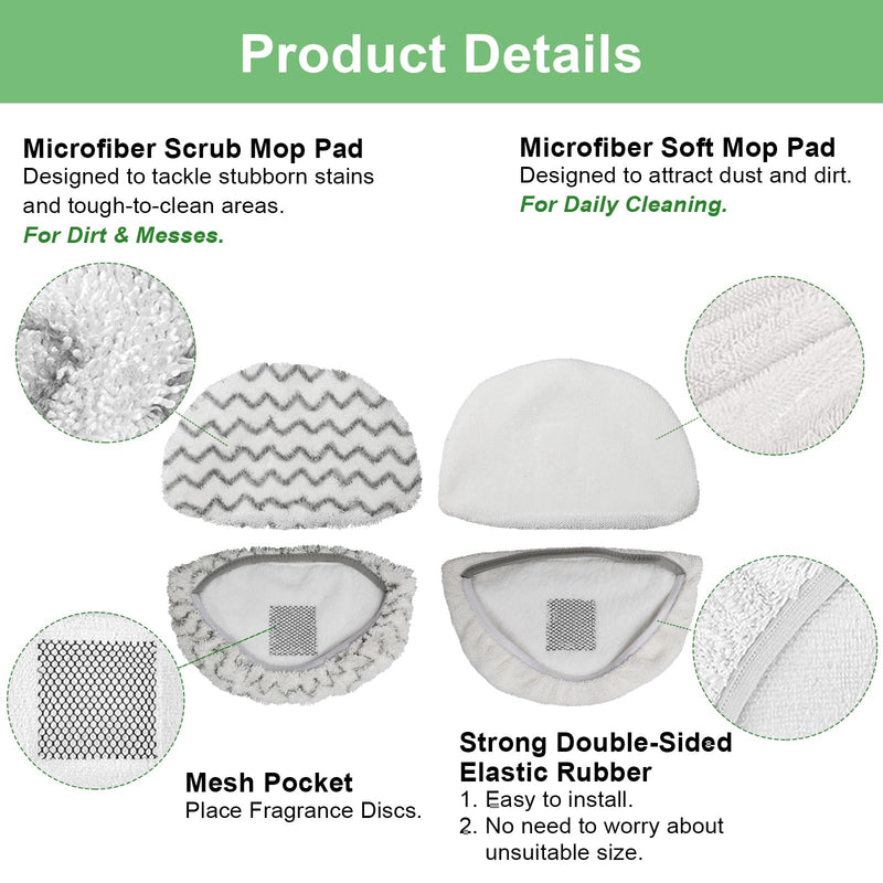 6 Pack 1940 1806 2685A Steam Mop Pads For Bissell Powerfresh Steam Mop Deluxe Pet Lift-Off Plus Slim Scrubbing Steam Mop Replacement Pad. 1940A 2814 1544A 2075A Power Fresh Steamer Pad Refill Washable