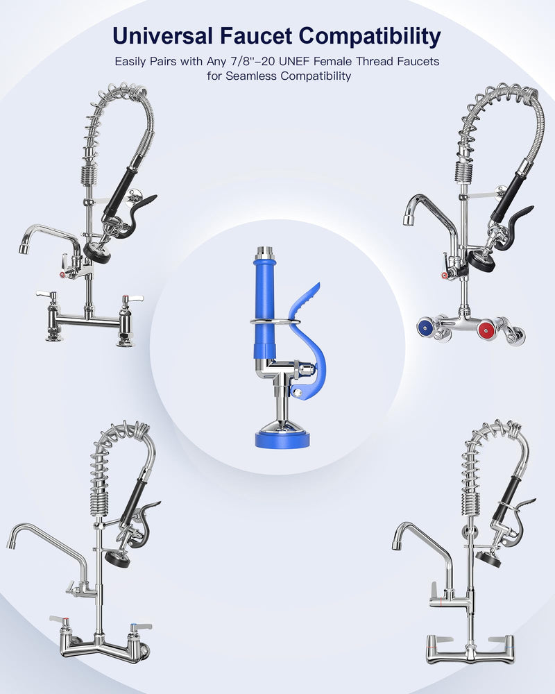 Commercial Kitchen Sink Sprayer: Dish Sprayer Nozzle with Ergonomic Handle Commercial Sink Faucet Parts for Kitchen - High Pressure Dish Spray Valve Head for Restaurant(Blue) Blue Round Sprayer