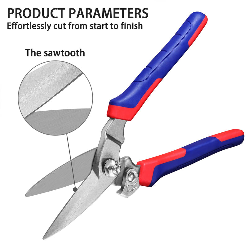Heavy Duty Industrial Scissors: Utility Sharp Shears Easy Cutting Carpet, Cardboard, Wires, Iron Wire, Hose, Plastic（8'' Blue）