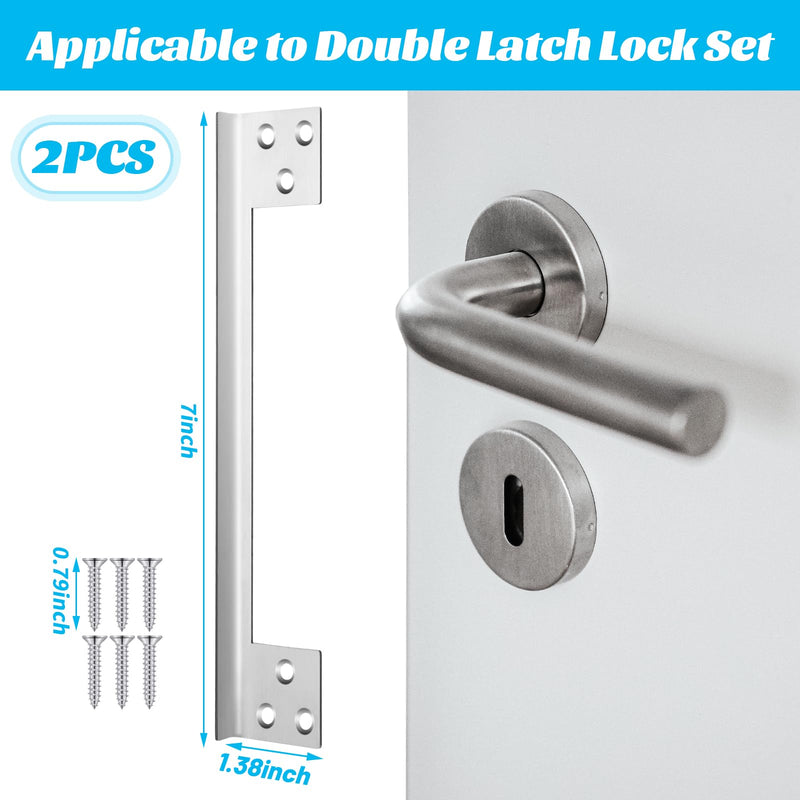 Blulu 2 Pcs Door Latch Guard Plate Outswing Angle Latch Protector Shield L Shaped Security Reinforcement Striker Plates to Block Access to Door Lock Deadbolt(2 Pcs,7 Inch) 7 Inch