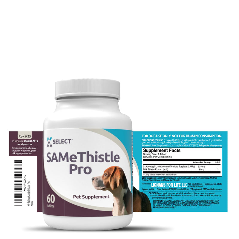 K9 Select SAMeThistle Pro –60 Tablets Liver Support for Dogs with SAM-e & Milk Thistle – Hepato Support for Dogs, Liver & Kidney Detox