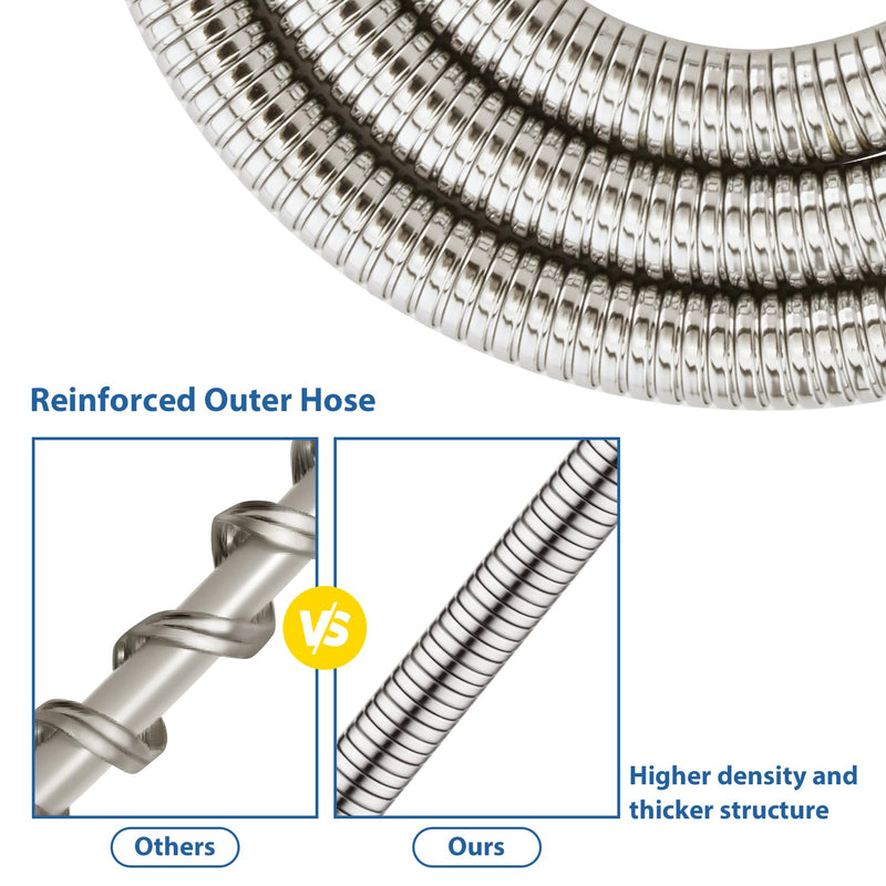 GRICH Shower Hose Extra Long: 71 Inch Metal Cord High-Density Anti-Leak Stainless Steel Shower Head Hose Replacement, Ultra-Flexible & Durable Bathroom Pipe with Brass Insert & Nut, Brushed Nickel