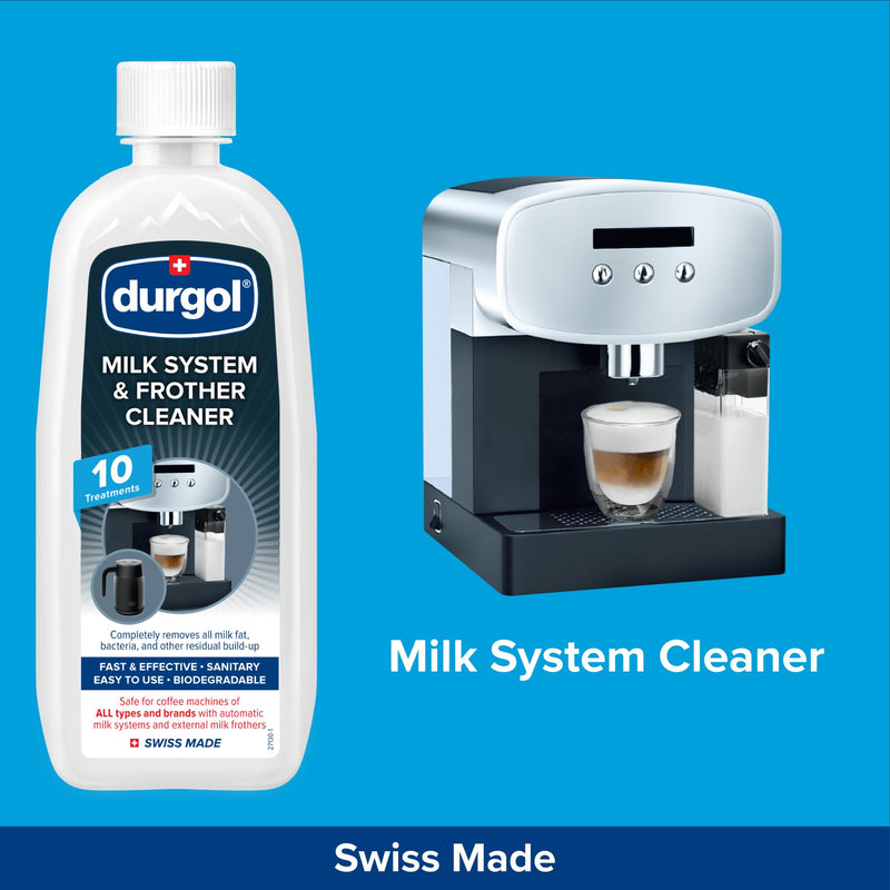 Durgol Milk System and Frother Cleaner for All Brands of Coffee Makers, External Milk Frothers,16.9 Ounce, White