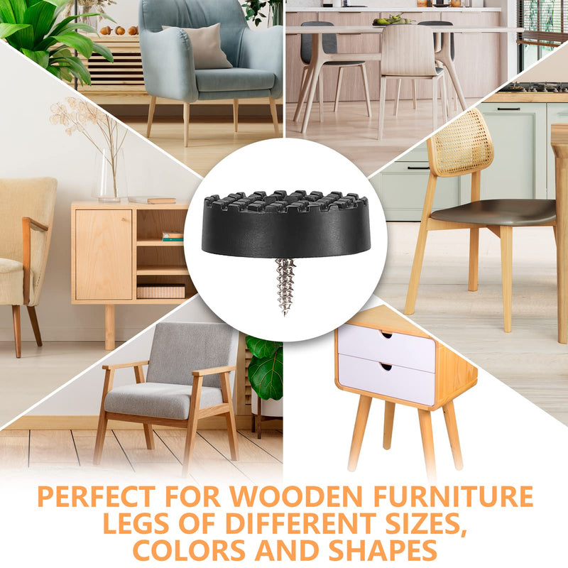 Screw-On Rubber Feet for Furniture - 32PCS Floor Protector for Chair Leg - 0.7" Sturdy Feet for Cutting Board Non Slip - Black Furniture Pad for Hardwood Floor - Durable Furniture Rubber Bumper 0.7 inch-32pcs