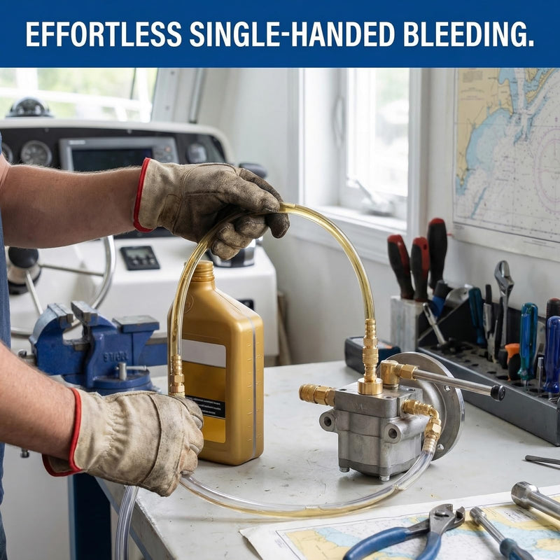 Hydraulic Steering Bleed Kit, Complete Boat Hydraulic Steering Kit with Brass Fittings for Easy Power Steering Fluid Flush, Leak-Free Bleeding Control for Marine Steering-Systems (21.6 Inches)