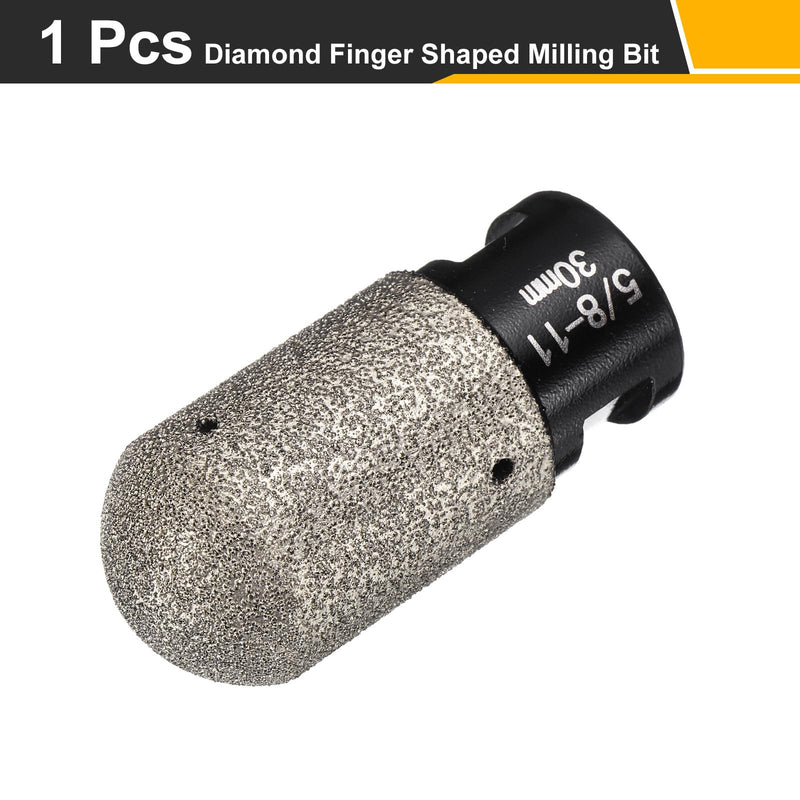 HARFINGTON 2pcs Diamond Finger Bit 30mm Dia Dry Core with 5/8"-11 Thread Diamond Chamfer Bit for Enlarging Shaping Milling Existing Holes on Porcelain Tile Ceramic Marble Countertop Black 2
