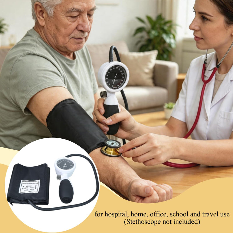 MaiWieel-Palm Style Aneroid Sphygmomanometer,Latex-Free Manual Blood Pressure Cuff Cuff,European Cuff 8.7-16.5",Come with Carrying Bag for Nurse Doctor,Home Use,Black