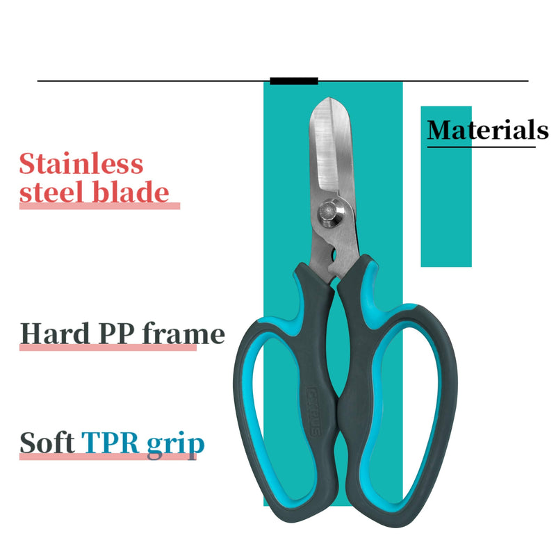 CYRUS Garden Shears Pruner Secateurs Pruning Scissors Flower Sharp Gardening hand tools Florist Bonsai Cutters Rose Snips BLUE