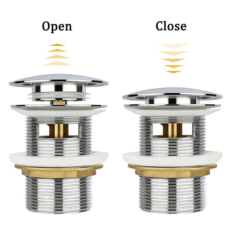 Free Standing Tub Drain Kit, Freestanding Tub Drain, Pop-Up Freestanding Bathtub Drain Stopper, Compatible with Freestanding Bathtub Drain Rough-in Kit (Chrome) Chrome
