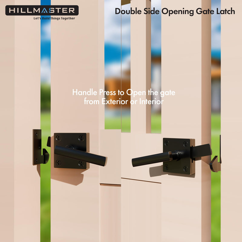 Double Sided Gate Latch for Wooden Fence,Heavy Duty Swinging Door Latch Two Sided Gate Door Latch for Outdoor Fence,Self Locking Gate Latch Gate Hardware for Wood Gates,Pool,Backyard,Garden