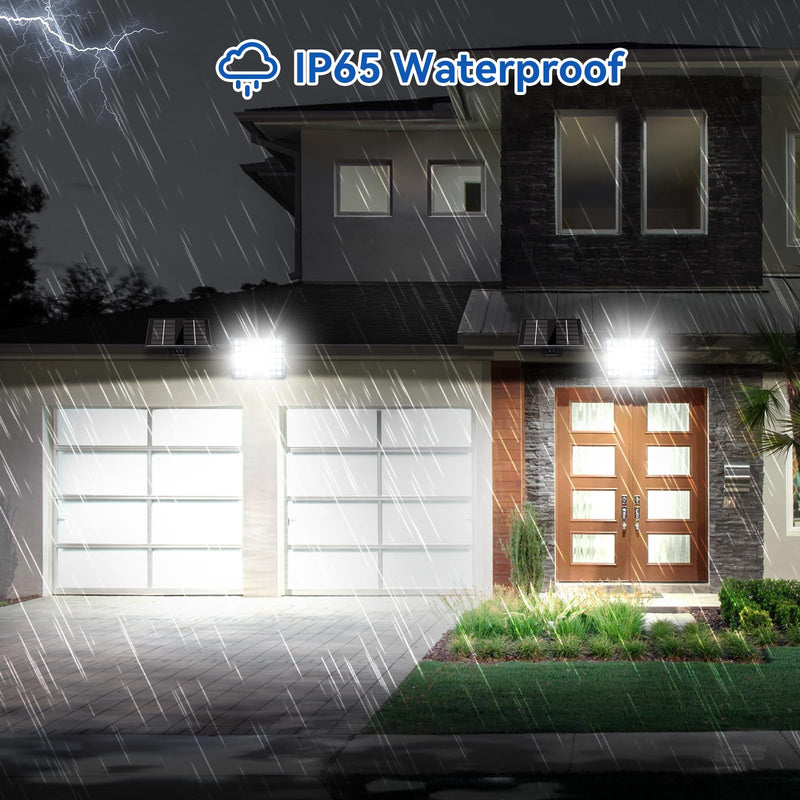 Aialun 184 LED Solar Outdoor Flood Lights, Motion Sensor Solar Powered FloodLights with 16.4ft Cable, IP65 Waterproof 3 Modes Dusk to Dawn Outside Security Lights for Porch, Yard, Garage, 2 Pack Standrad