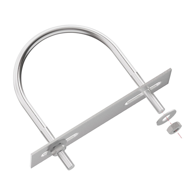 2 Sets 304 Stainless Steel Round Bend U-Bolts 2.01"(51mm) Inner Width 3.07"(78mm) Length M8 with Nuts, Frame Plate, Washers, Accessories for Boat Trailer Axle Sailboat Trailer 51×78mm(W*L)