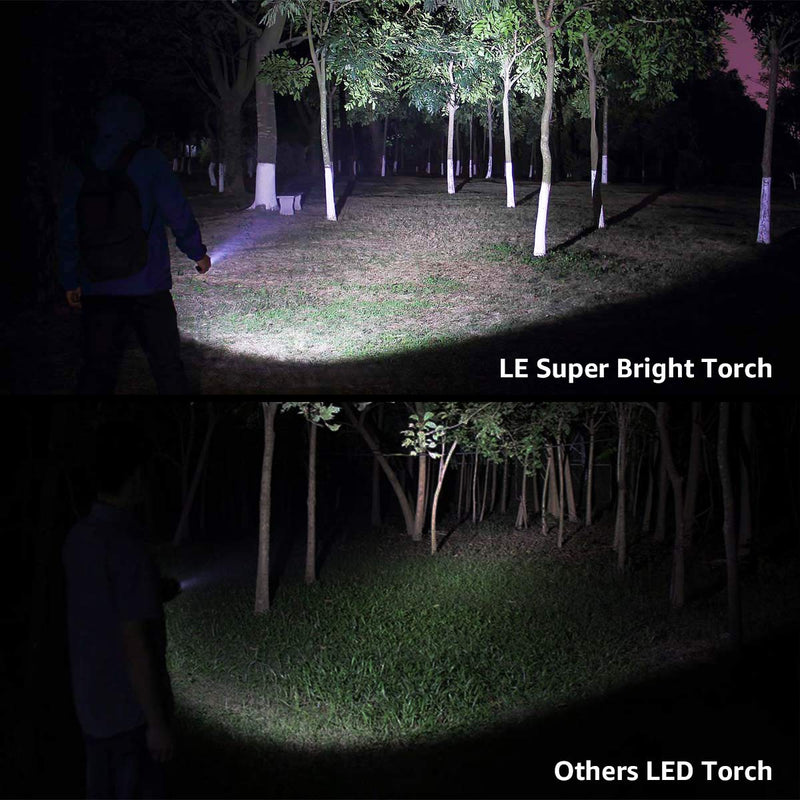 Lighting EVER LED Flashlights High Lumens, Small Flashlight, Waterproof, Adjustable Focus Flash Light for Outdoor, Emergency, Camping, AAA Batteries Included, 4 Pack Black