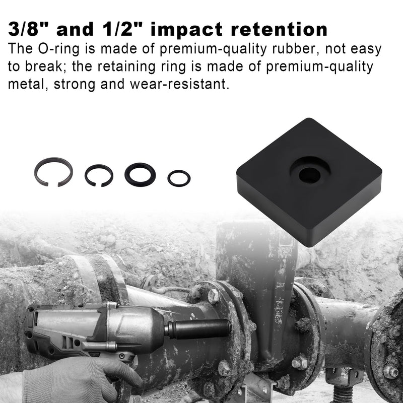 6 Sets 3/8" & 6 Sets 1/2" Impact Retaining Ring Clip Friction Rings with O-Ring, 1/2" & 3/8" Impact Wrench Socket Retaining Ring Clip for Electric/Pneumatic Type Wrench Retainer Anvil Install Tool