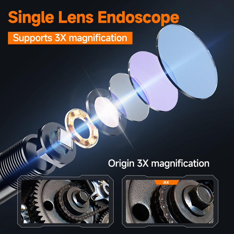 4.3" Endoscope with Light,1080P HD Photo Video Inspection Camera, IP67 Waterproof Borescope with 16.4FT Semi-Rigid Cable,Snake Sewer Camera with 6 LED Lights,32GB SD Card