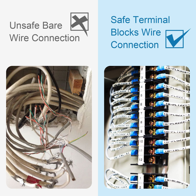 Terminal Block,2 Pack 4 Circuits 20-30A 200v-450v Dual Row Screw Terminals Strip +16 PCS Heat Shrink Wire Connectors 20 Amps