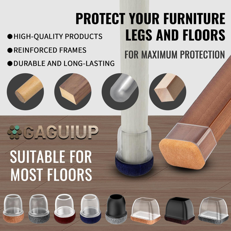 YSD 24PCS Silicone Chair Leg Floor Protectors,1 Inch Square Red Chair Leg Caps for Tilt Chair Legs,Hardwood Floor Protectors with Felt Pads（M） （20-26mm）24PCS