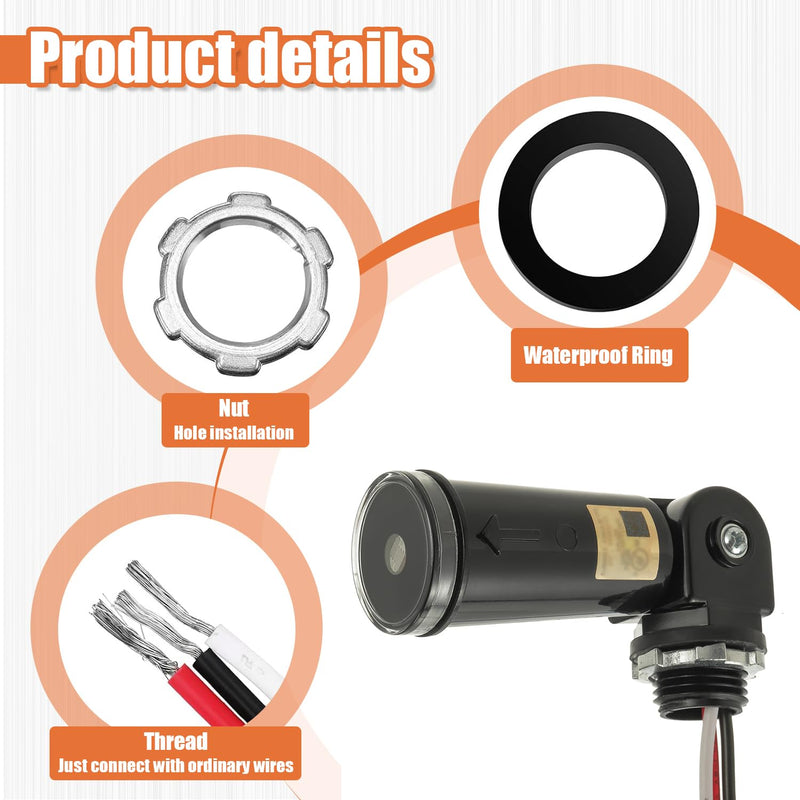 5 Pack 120-277V AC Photocell Light Sensor Light Control Sensor Button Switch IP65 Dusk to Dawn Sensor for Outdoor Lighting Photoelectric Switch with Automatic Illumination Detection Circuit 5 Pack