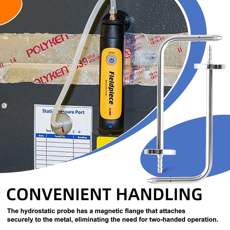 ASP2 Static Pressure Probe for HVAC Fieldpiece Manometers, ADMN2, AMIN2, SDMN5, and Pitot Tubes with Magnetic Flanges, Stainless Steel Static Pressure Probe (2 Pack)
