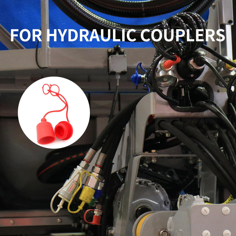1/4" ISO5675 Hydraulic Coupling Dust Cap and Plug,Red Rubber Male Dust Cap and Female Plug Covers for Hydraulic Quick Coupler 4set 0.25 Inch