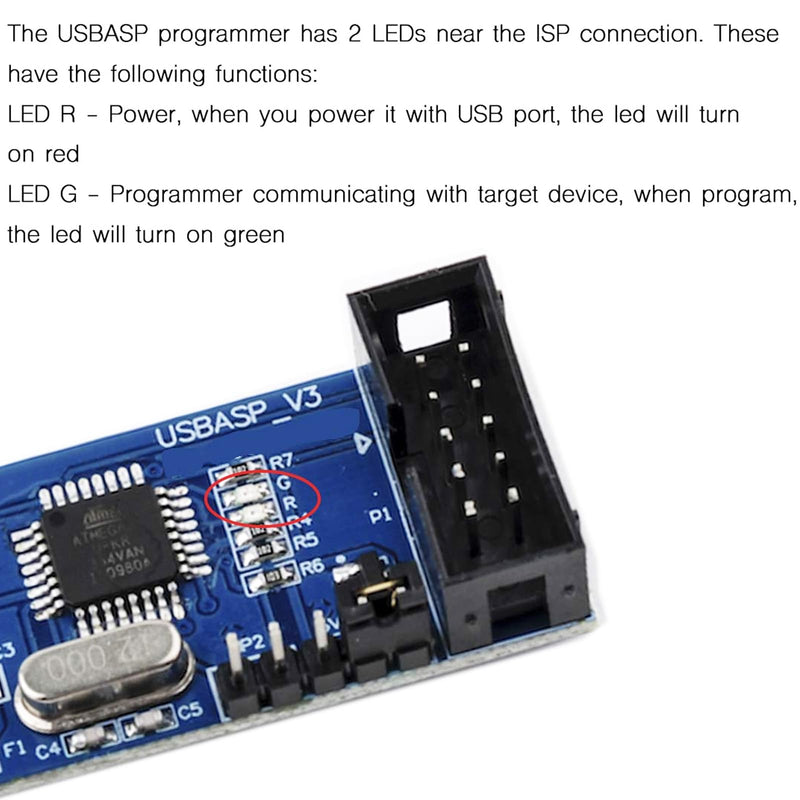 for ATMEL 51 AVR USB ISP ASP Microcontroller Programmer Downloader with Cable + 10Pin to 6Pin Adapter Board for Ender 3 or Ender 3 Pro(Pack of 2)