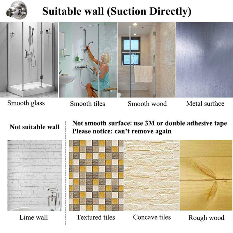 JiePai Suction Cup Shower Head Holder Adhesive,Suction Handheld Shower Head Holder Bracket,Removable Wall Mount Holder for Bathroom,Brushed Nickel Holder-Brushed Nickel