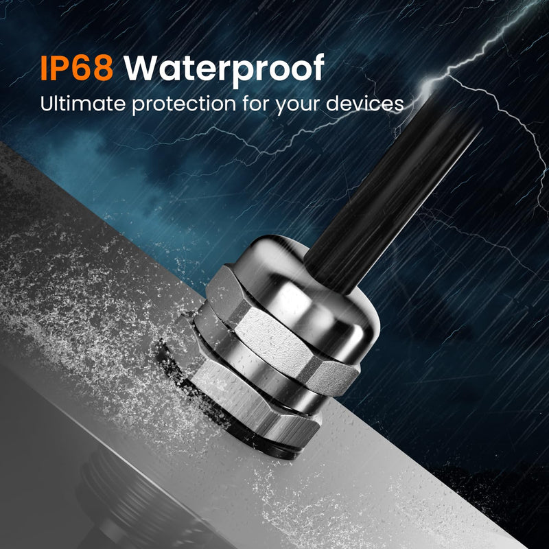 QILIPSU 4pcs 1/2" NPT 304 Stainless Steel Cable Glands, Extended Thread IP68 Strain Relief Waterproof Cord Connector Grommet, Wire Pass Through Grip 4
