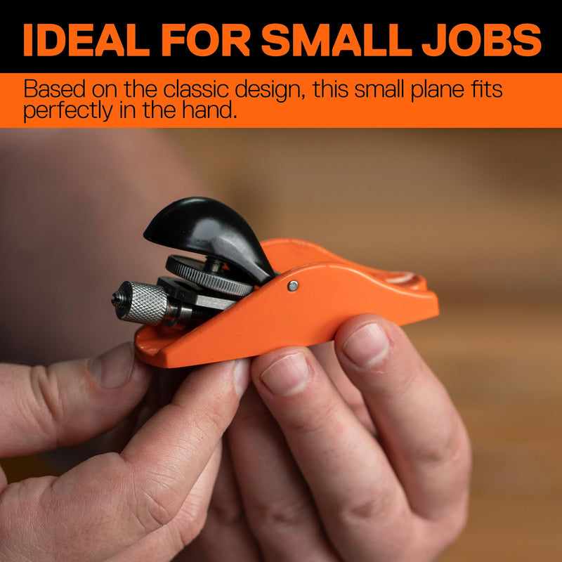 JORGENSEN 3.5" Mini Wood Planer - Mini Hand Planer for Woodworking, Block Plane, Small Hand Plane for Trimming, Wood Planing, Craft - Wood Plane with Ductile Iron Body, Adjustable Cutting Depth