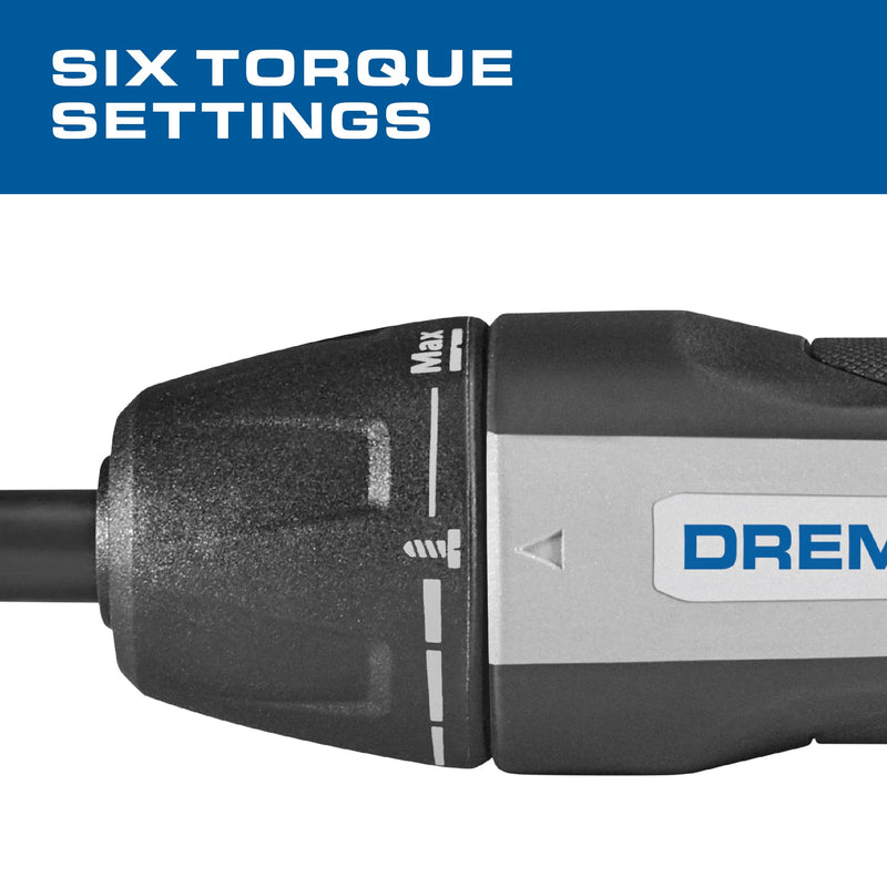 Dremel 4V Cordless Screwdriver Kit with 6 Power Settings and Smart Stop Technology, Includes 7 Screwdriver Bits, 1 Bit Extender, USB Cable and Power Adapter, HSES-01 Electric Screwdriver